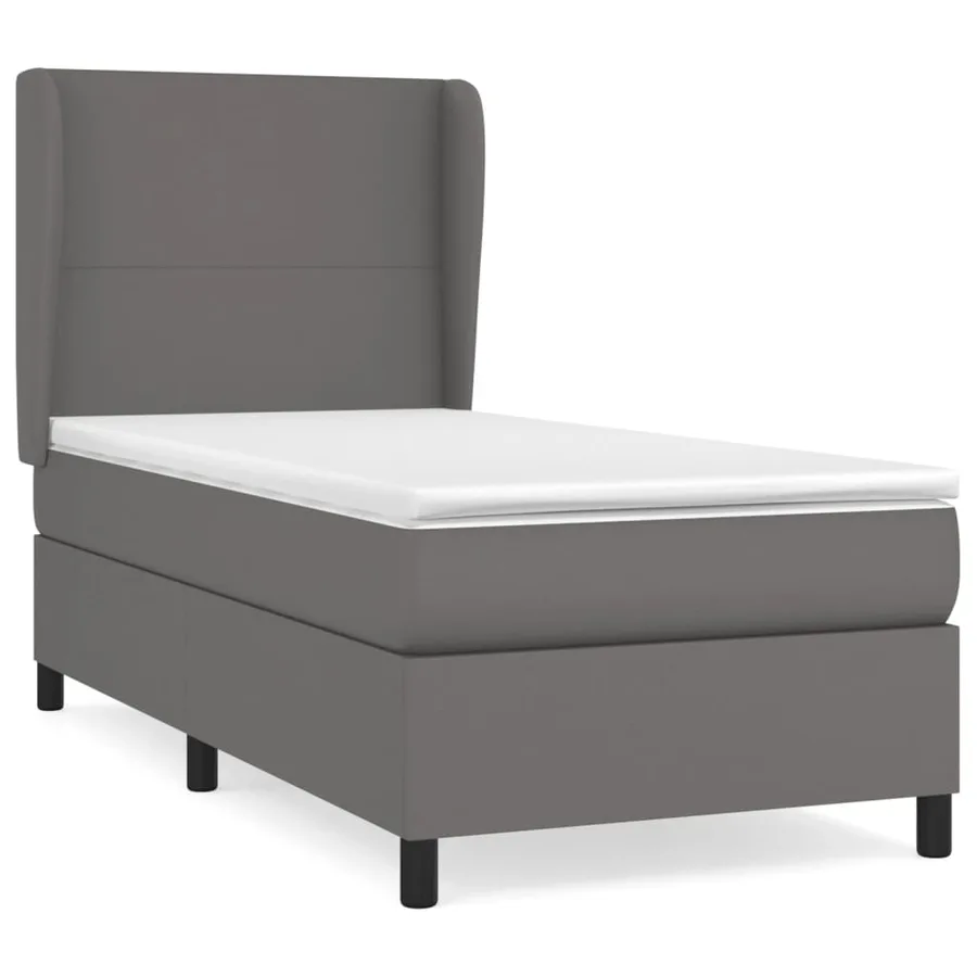 Sommier à lattes de lit avec matelas Gris 100x200 cm Similicuir - 2
