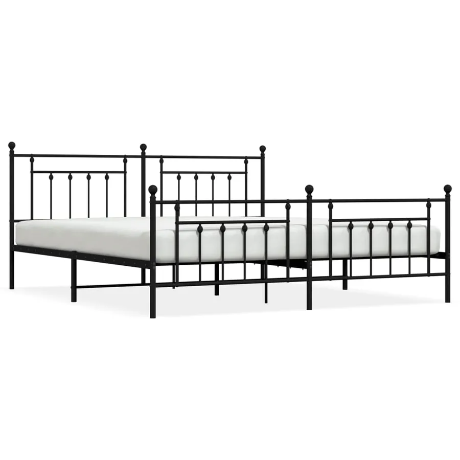 Cadre de lit métal sans matelas avec pied de lit noir 200x200cm - 2
