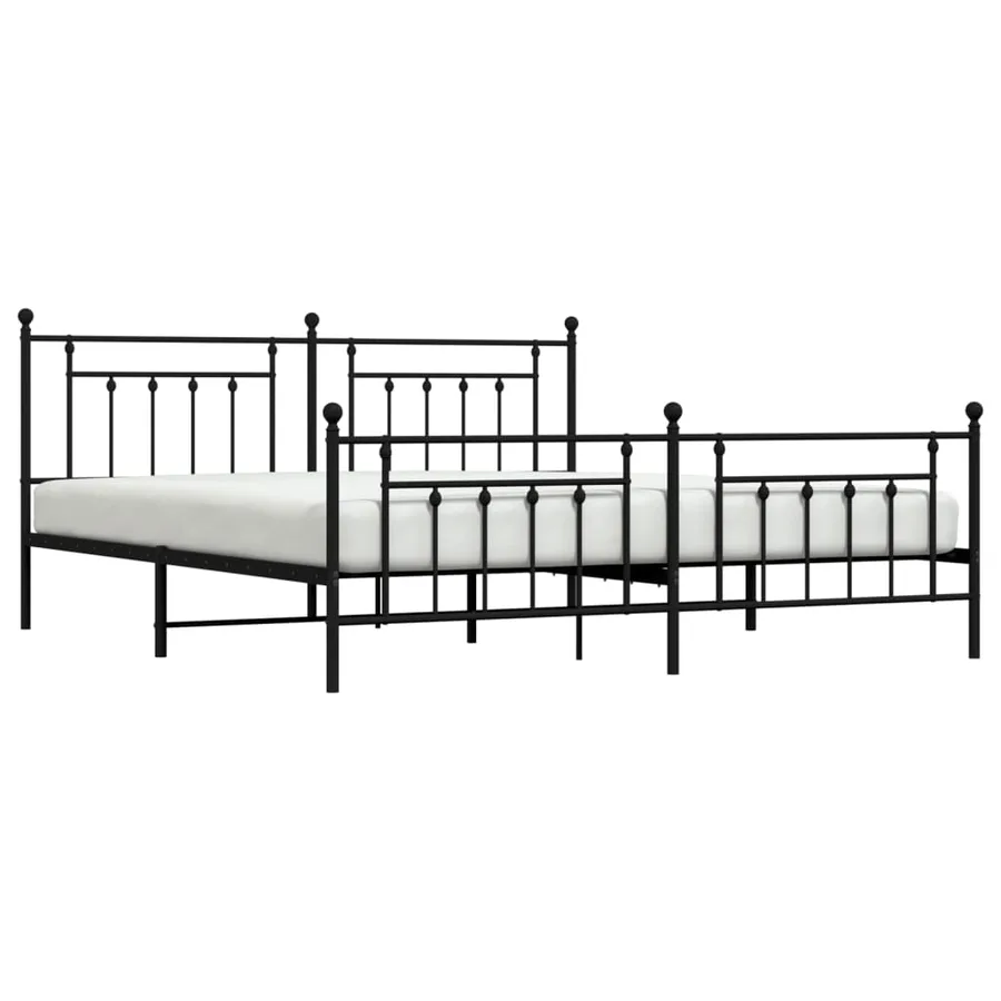 Cadre de lit métal sans matelas avec pied de lit noir 200x200cm - 5