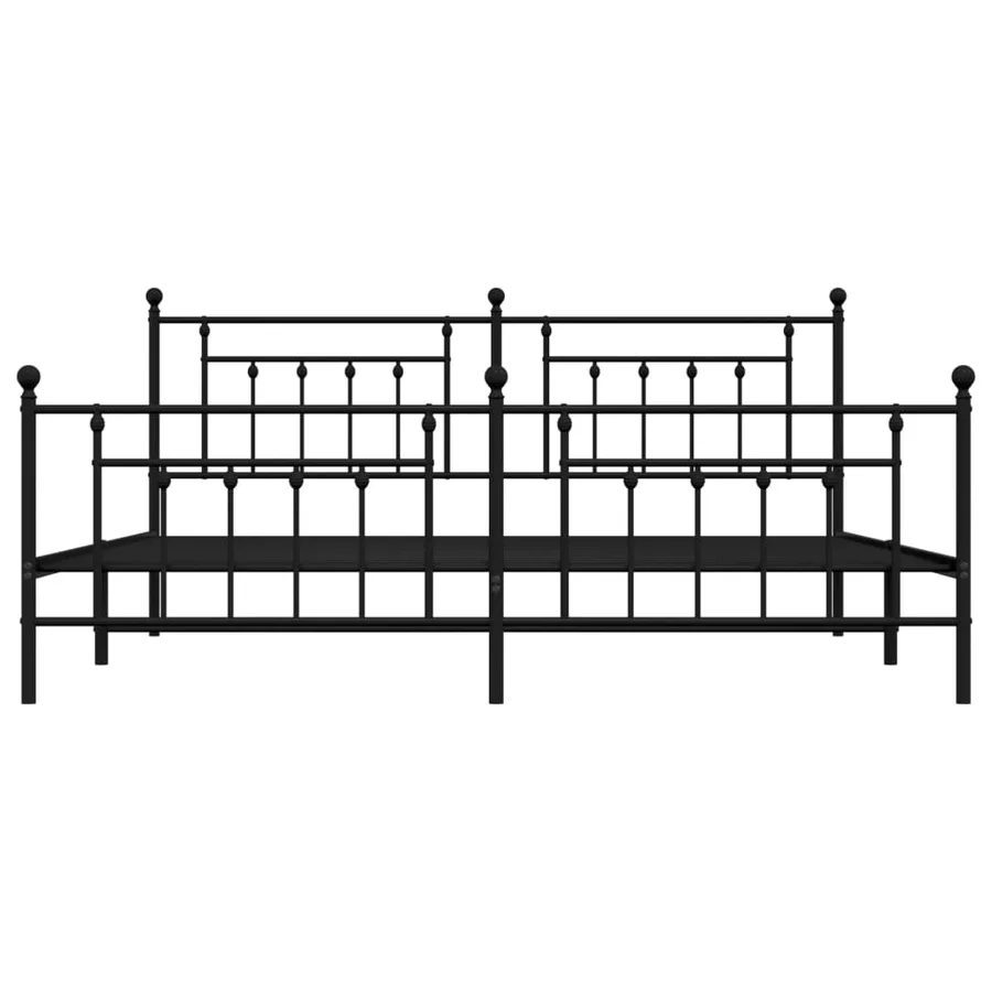 Cadre de lit métal sans matelas avec pied de lit noir 200x200cm - 6