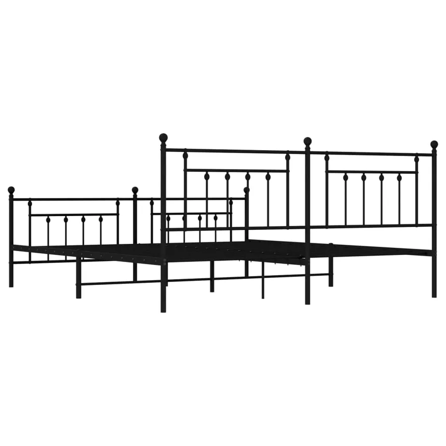 Cadre de lit métal sans matelas avec pied de lit noir 200x200cm - 8