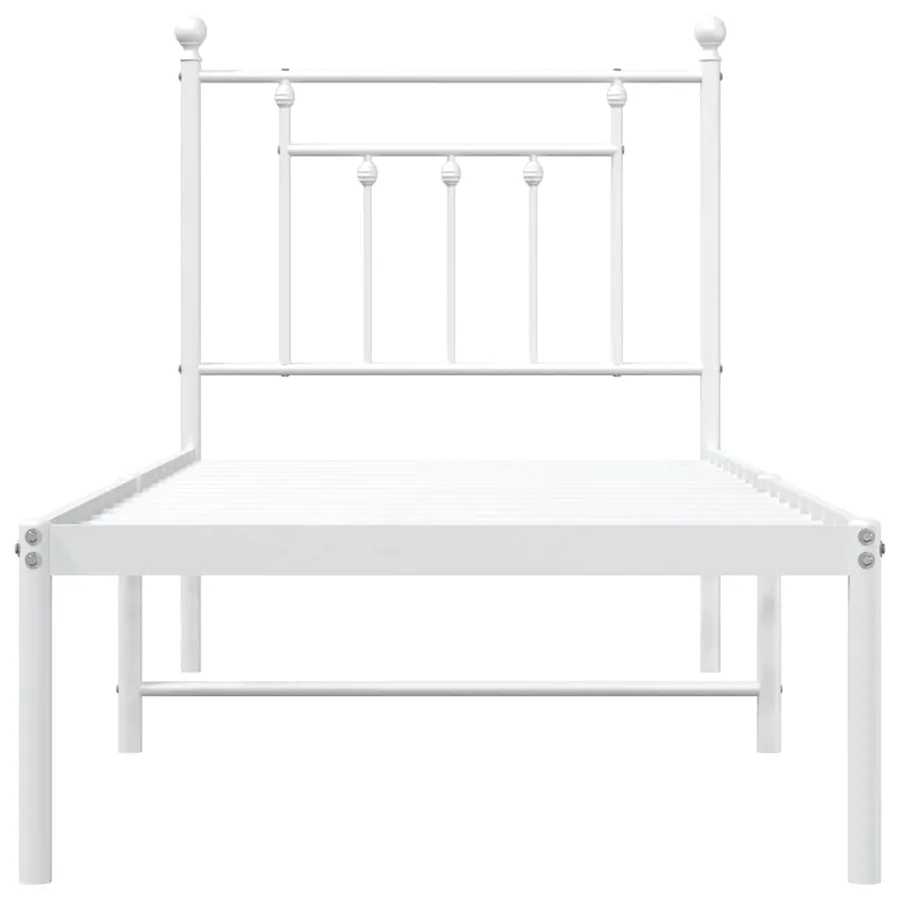 Cadre de lit métal sans matelas avec tête de lit blanc 75x190cm - 6