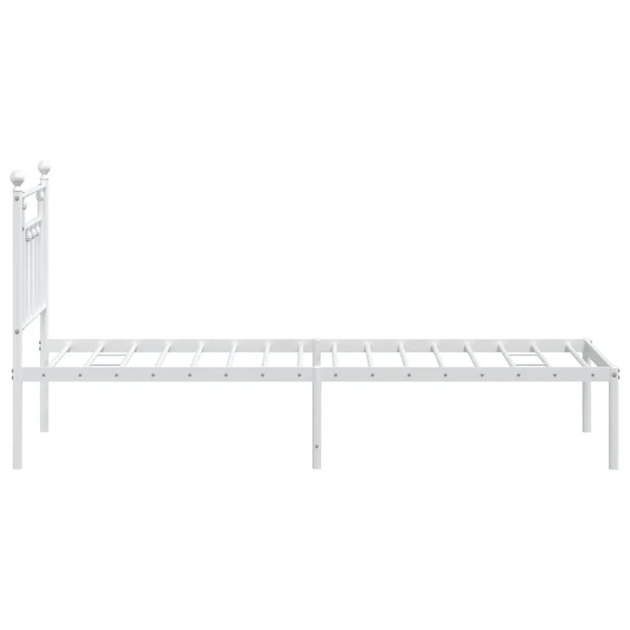 Cadre de lit métal sans matelas avec tête de lit blanc 75x190cm - 7