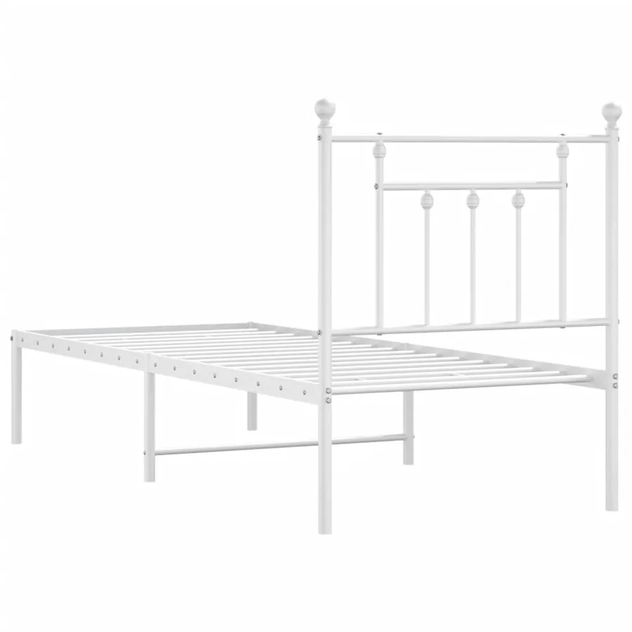 Cadre de lit métal sans matelas avec tête de lit blanc 75x190cm - 8