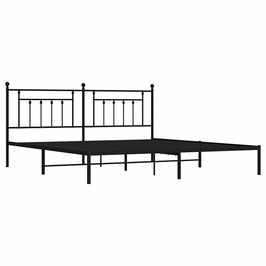 Cadre de lit métal sans matelas avec tête de lit noir 193x203cm - 3
