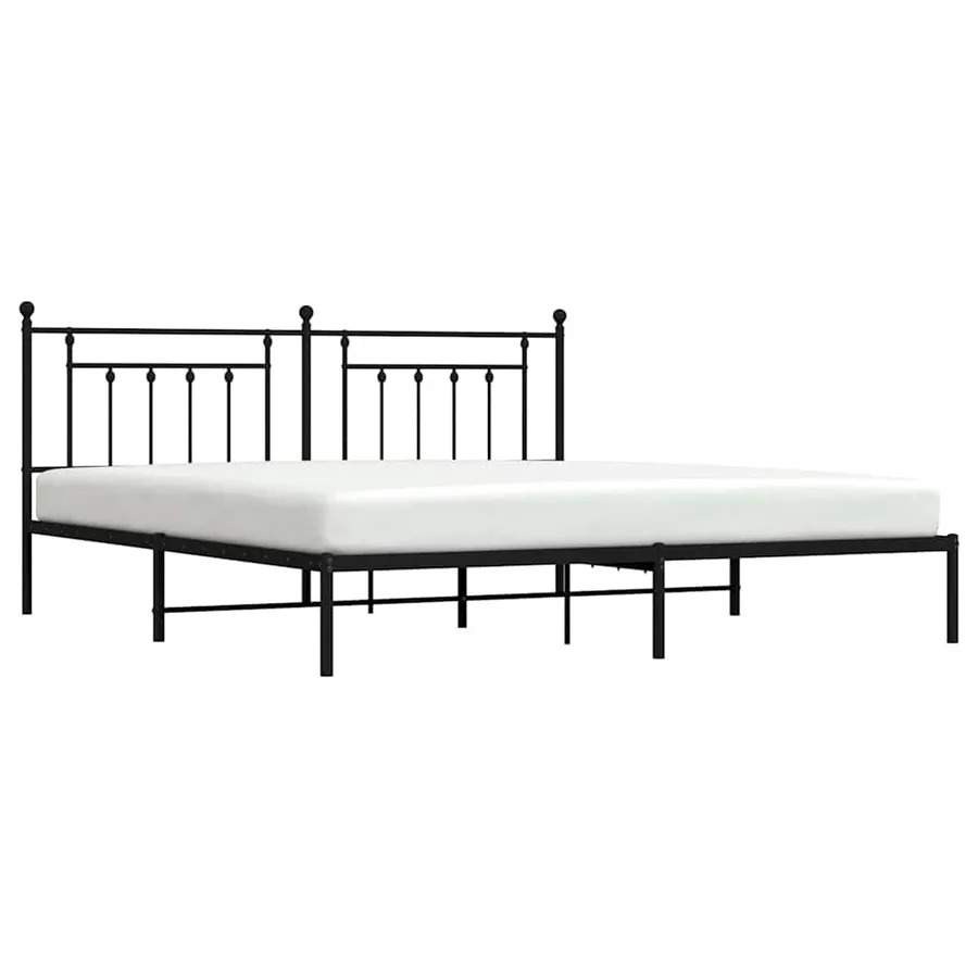 Cadre de lit métal sans matelas avec tête de lit noir 193x203cm - 5