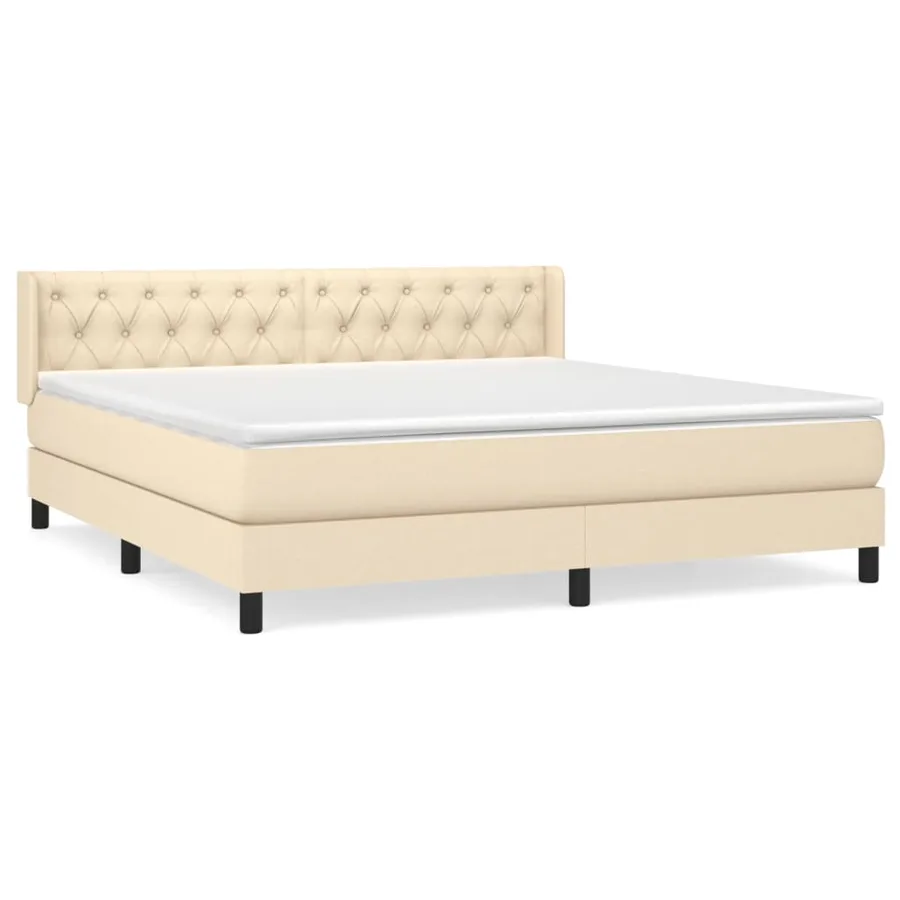 Sommier à lattes de lit avec matelas Crème 160x200 cm Tissu - 2