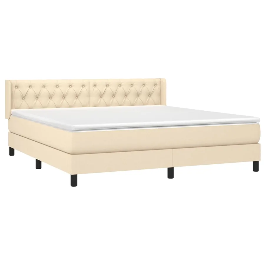 Sommier à lattes de lit avec matelas Crème 160x200 cm Tissu - 3