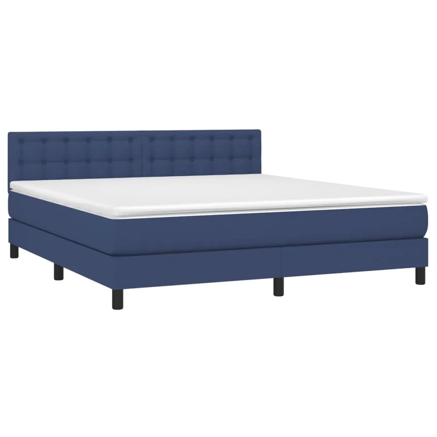 Sommier à lattes de lit avec matelas Bleu 160x200 cm Tissu - 3