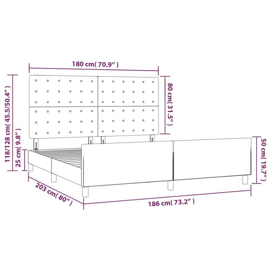 Cadre de lit sans matelas noir velours - 14
