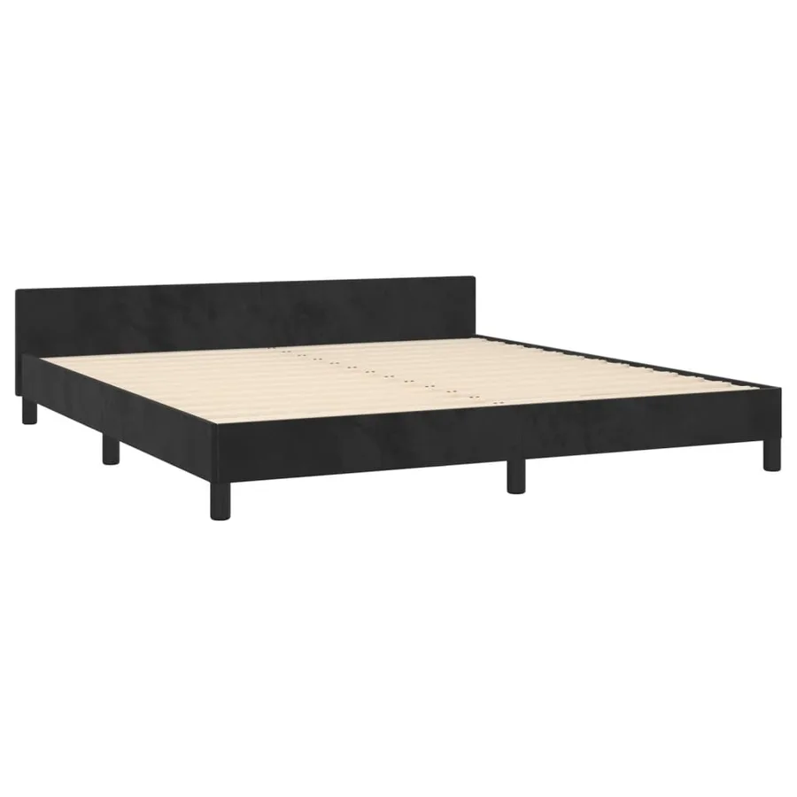 Cadre de lit sans matelas noir velours - 5