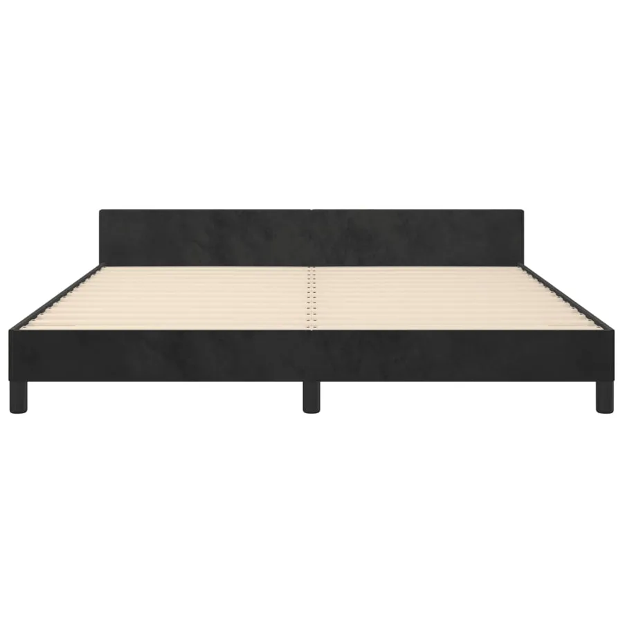 Cadre de lit sans matelas noir velours - 6