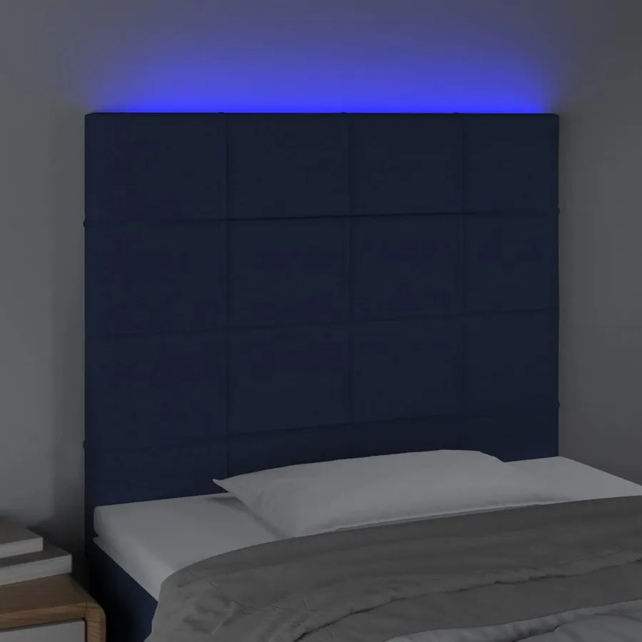 Tête de lit à LED Bleu 90x5x118/128 cm Tissu - 3