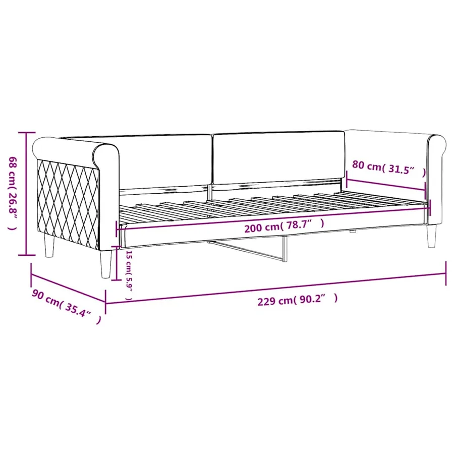 Lit de repos sans matelas jaune 80x200 cm velours - 8