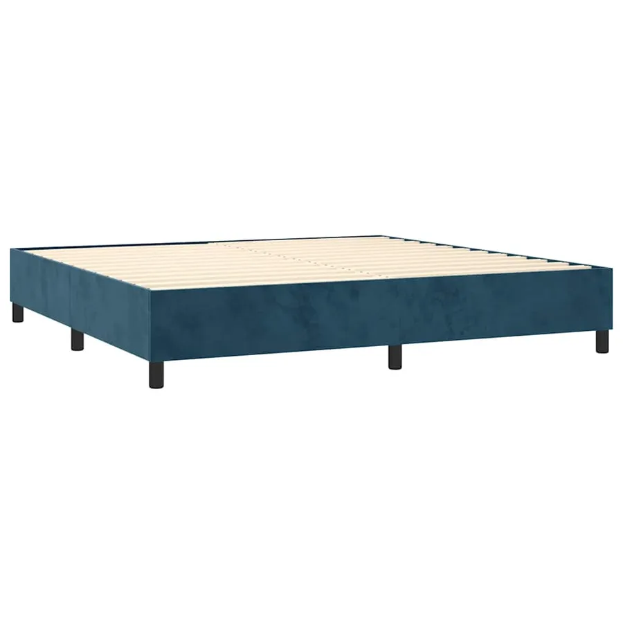 Sommier à lattes de lit et matelas Bleu foncé 200x200cm Velours - 4