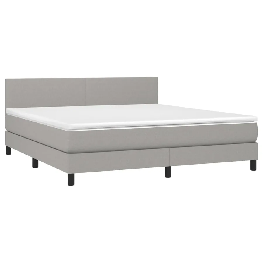 Sommier à lattes de lit avec matelas Gris clair 180x200cm Tissu - 3