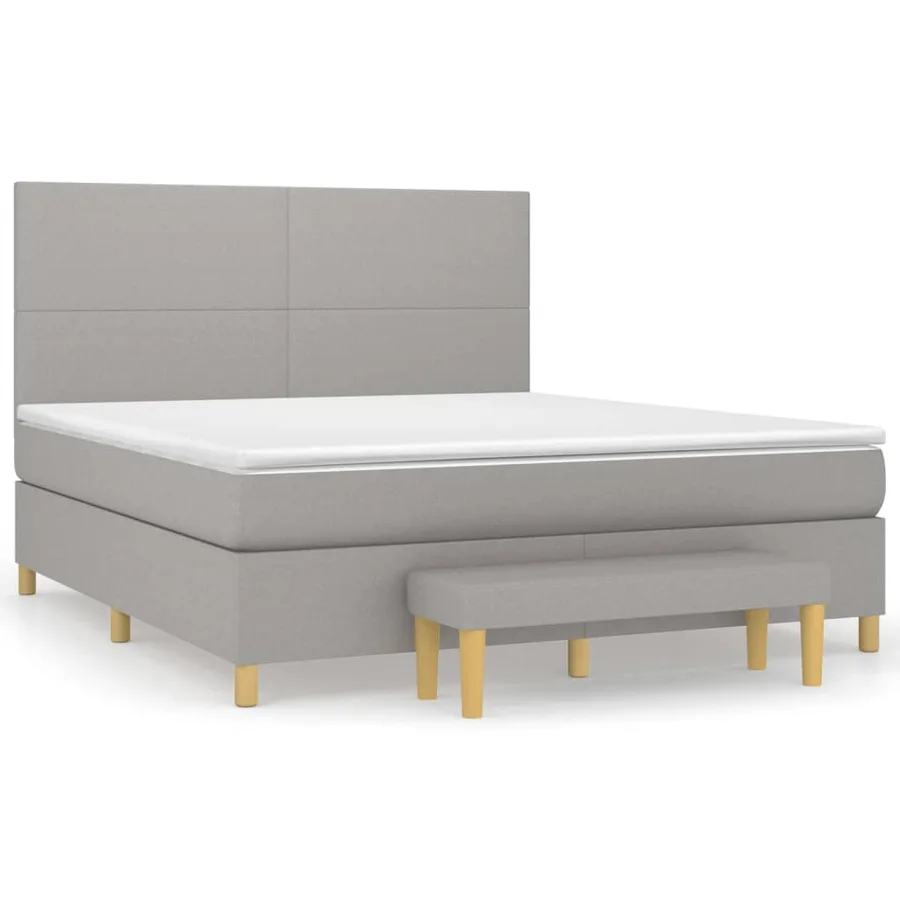 Sommier à lattes de lit avec matelas Gris clair 180x200cm Tissu - 2