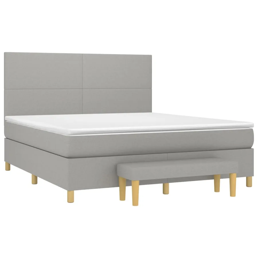 Sommier à lattes de lit avec matelas Gris clair 180x200cm Tissu - 3