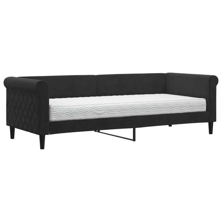 Lit de jour avec matelas noir 80x200 cm velours - 2