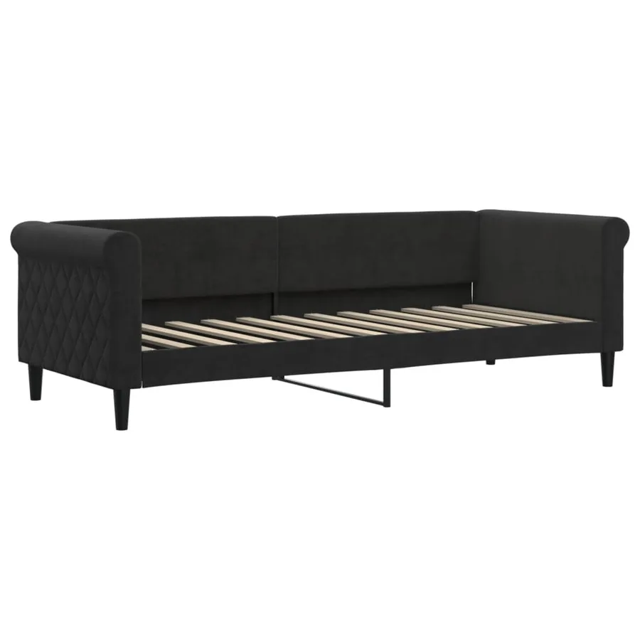 Lit de jour avec matelas noir 80x200 cm velours - 3