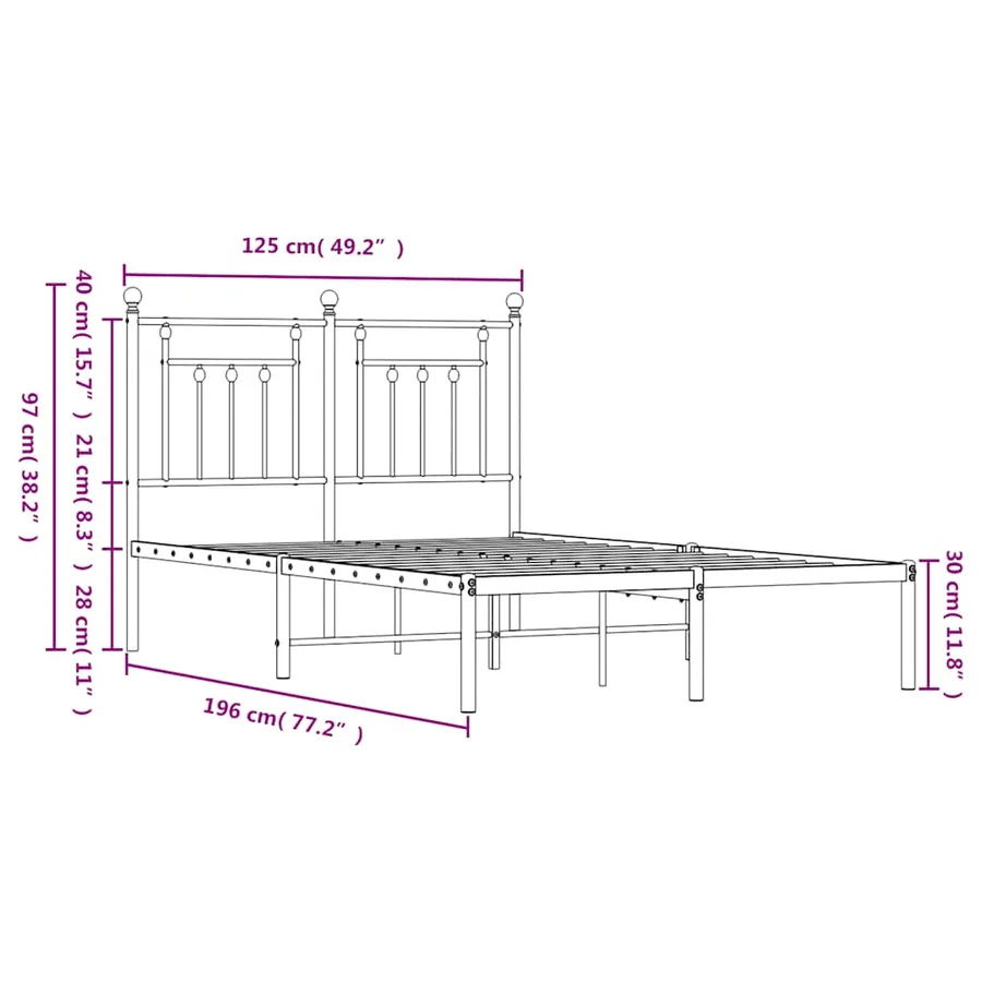 Cadre de lit métal sans matelas avec tête de lit noir 120x190cm - 10