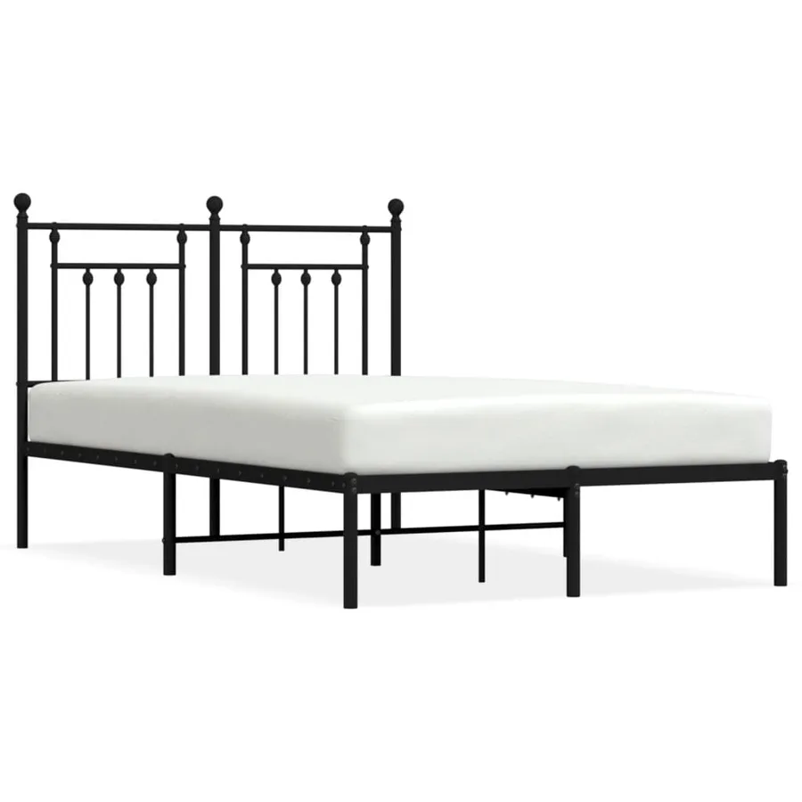 Cadre de lit métal sans matelas avec tête de lit noir 120x190cm - 2