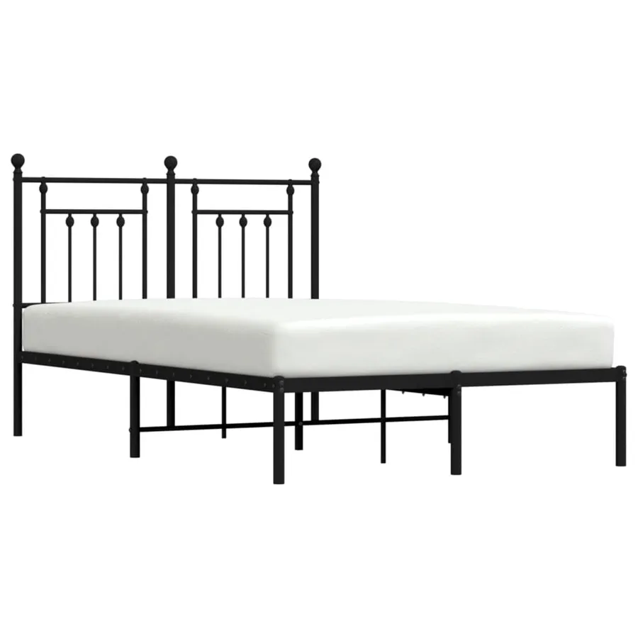 Cadre de lit métal sans matelas avec tête de lit noir 120x190cm - 5