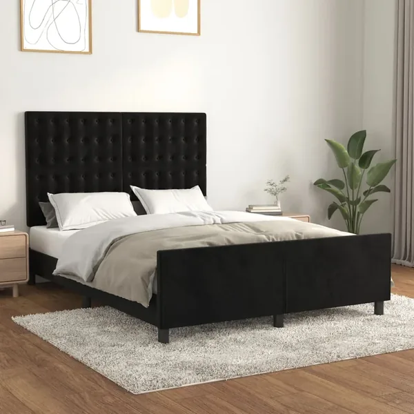 Cadre de lit sans matelas noir 140x200 cm velours