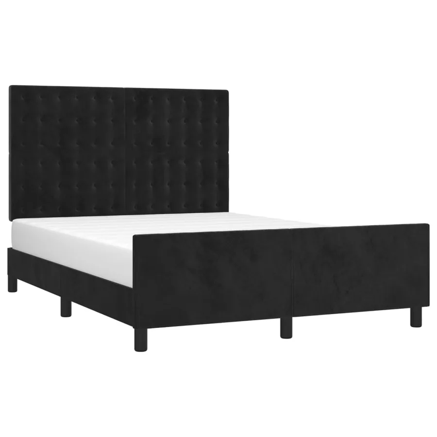 Cadre de lit sans matelas noir 140x200 cm velours - 3