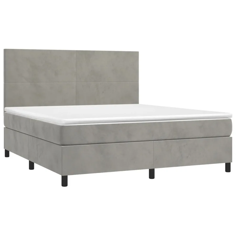 Sommier à lattes de lit avec matelas LED Gris clair 180x200 cm - 3