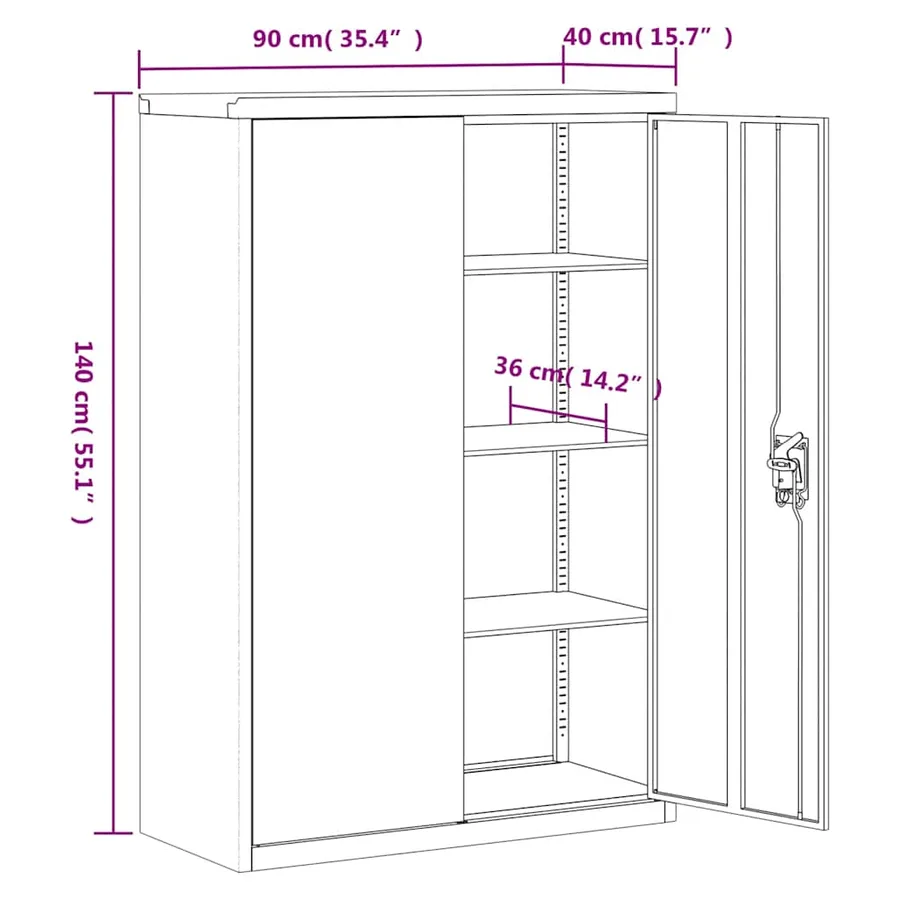 Classeur gris clair 90x40x180 cm acier - 13