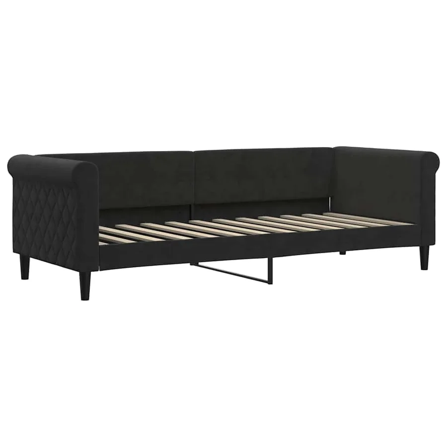 Lit de jour avec lit gigogne et matelas noir 80x200 cm velours - 4