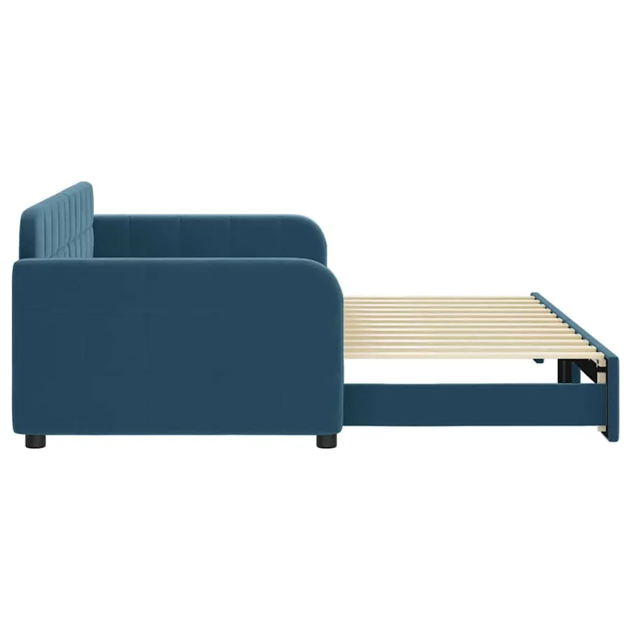 Lit de jour avec gigogne sans matelas bleu 90x200 cm - 8