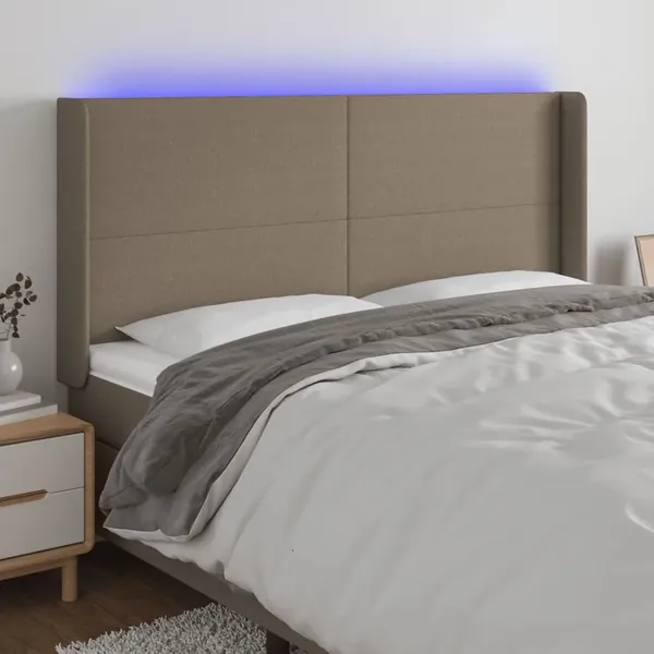 Tête de lit à LED Taupe 183x16x118/128 cm Tissu