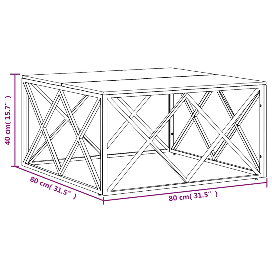 Table basse doré acier inoxydable et bois massif récupération - 6