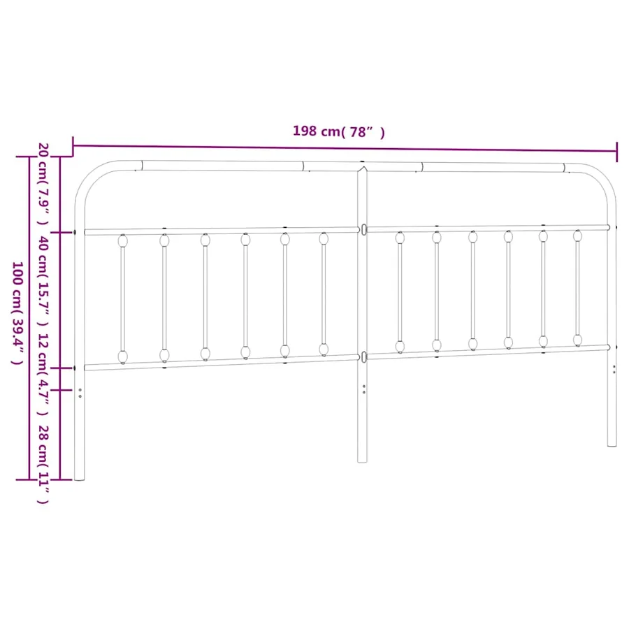Tête de lit de remplacement métal noir 193 cm - 7