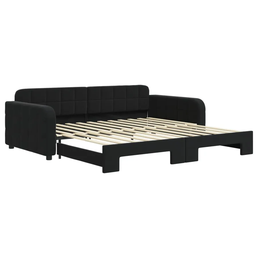 Lit de jour avec gigogne sans matelas noir 100x200 cm - 2
