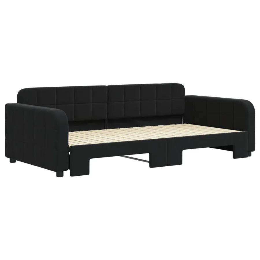Lit de jour avec gigogne sans matelas noir 100x200 cm - 3