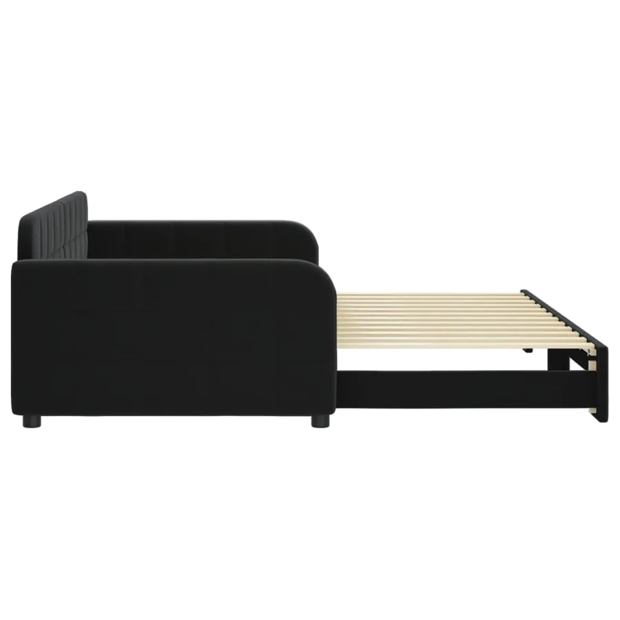 Lit de jour avec gigogne sans matelas noir 100x200 cm - 4
