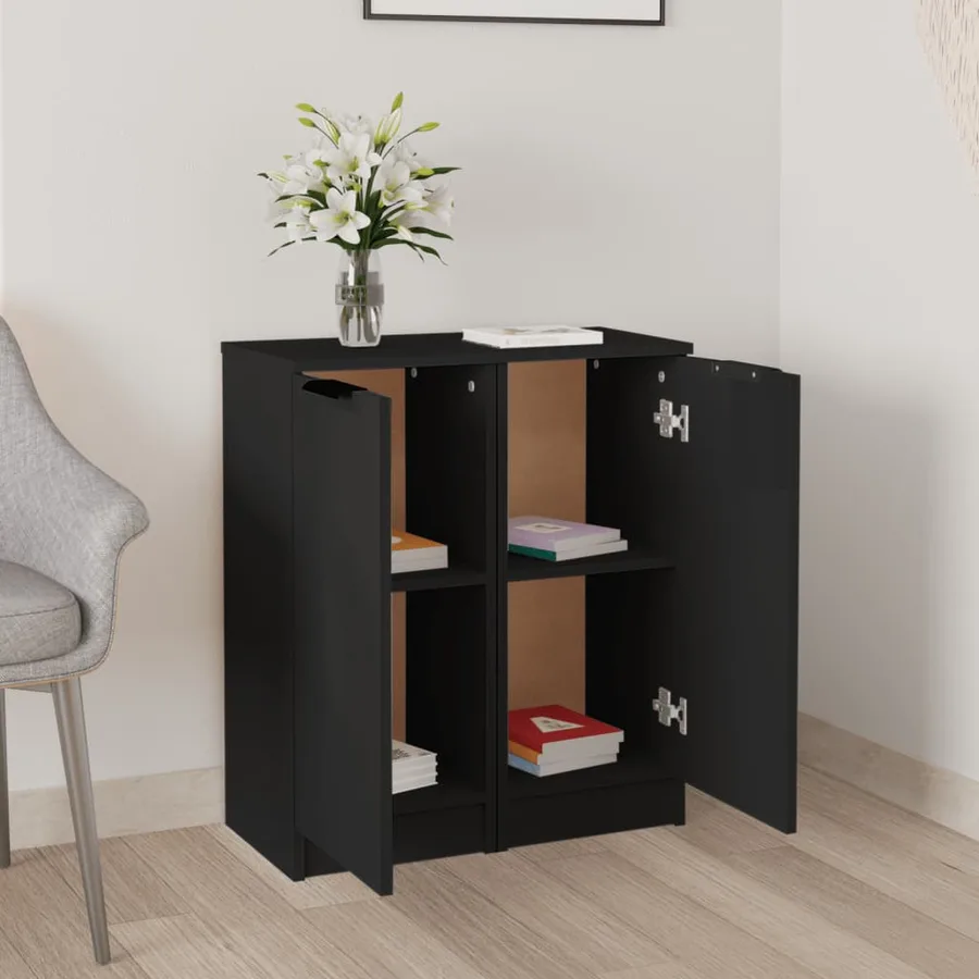 Buffets 2 pcs noir 30x30x70 cm bois d'ingénierie - 3