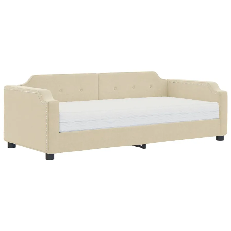 Lit de jour avec matelas crème 80x200 cm tissu - 2