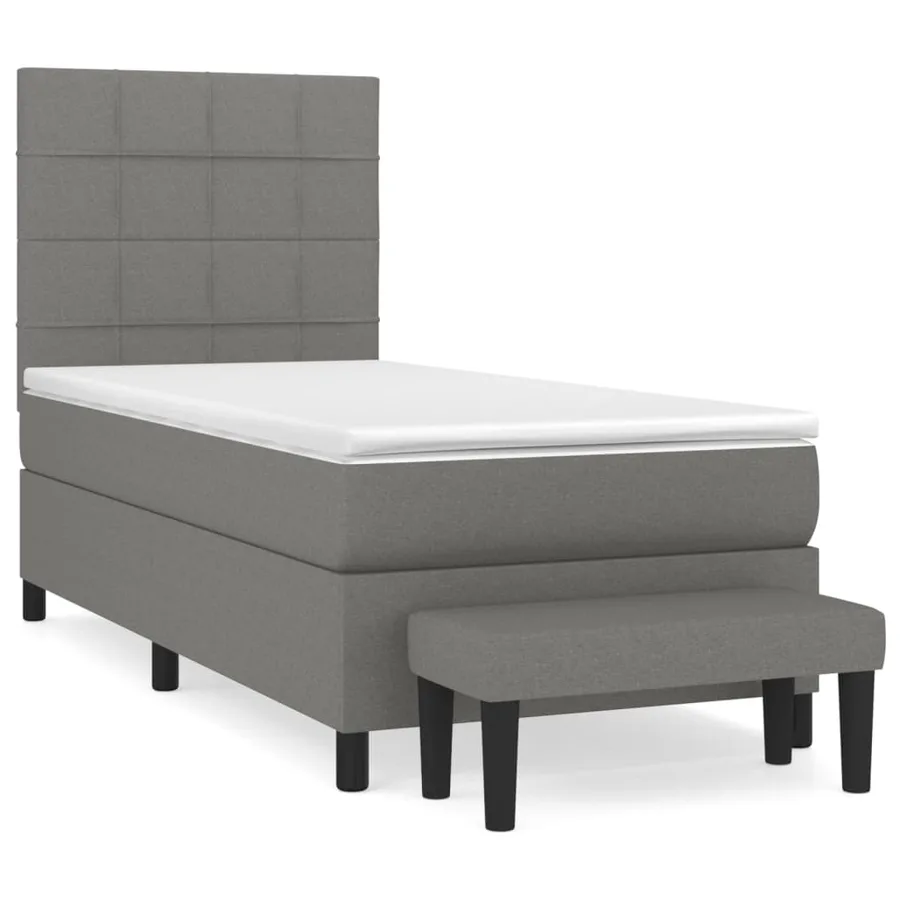 Sommier à lattes de lit avec matelas Gris foncé 80x200 cm Tissu - 2