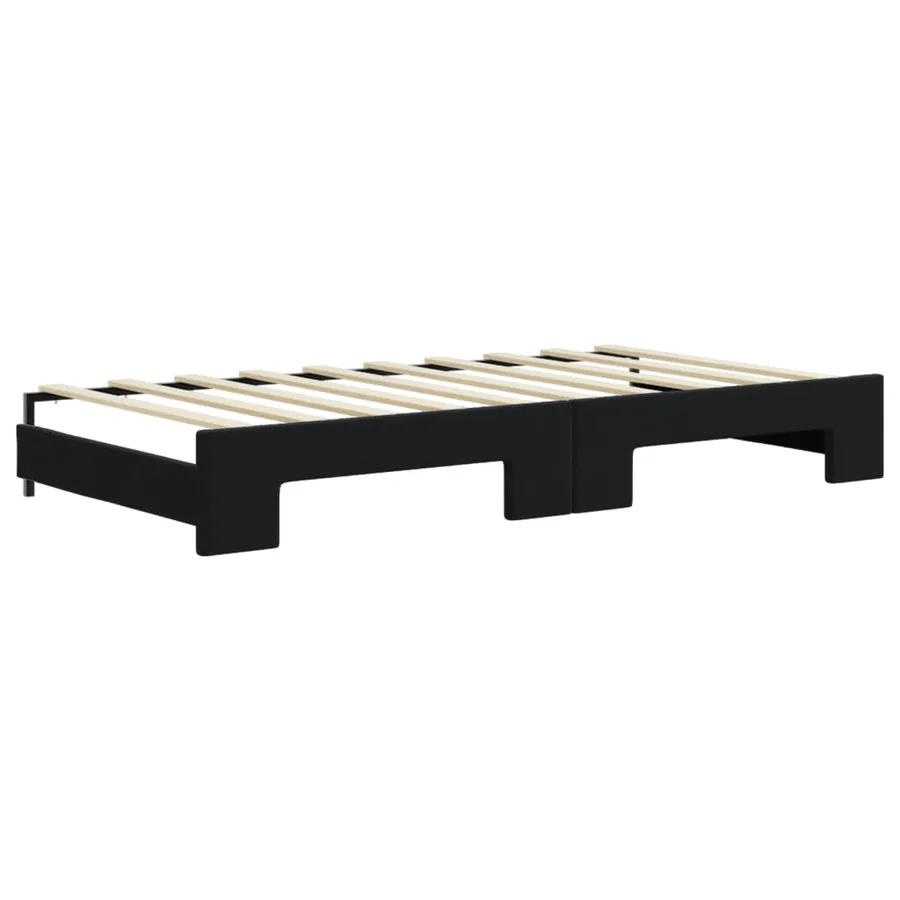 Lit de jour avec gigogne et matelas noir 90x190 cm velours - 5