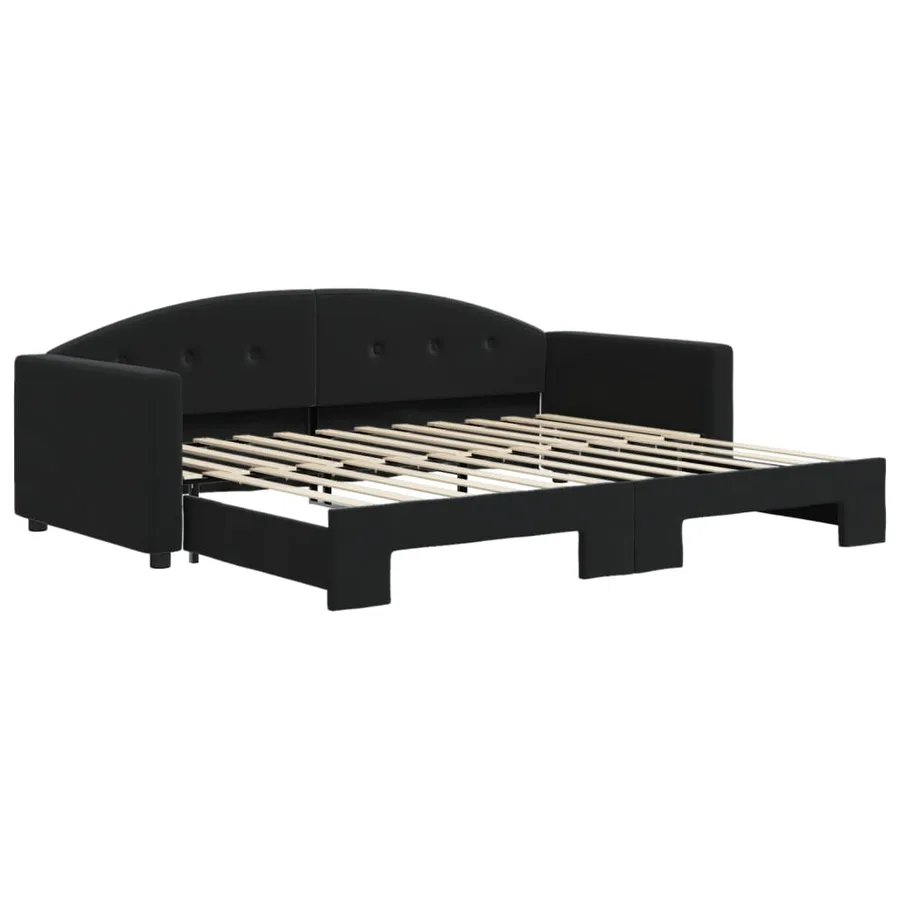 Lit de jour avec gigogne sans matelas noir 90x200 cm - 2