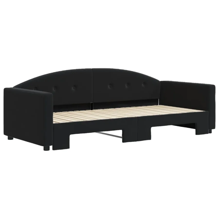 Lit de jour avec gigogne sans matelas noir 90x200 cm - 3