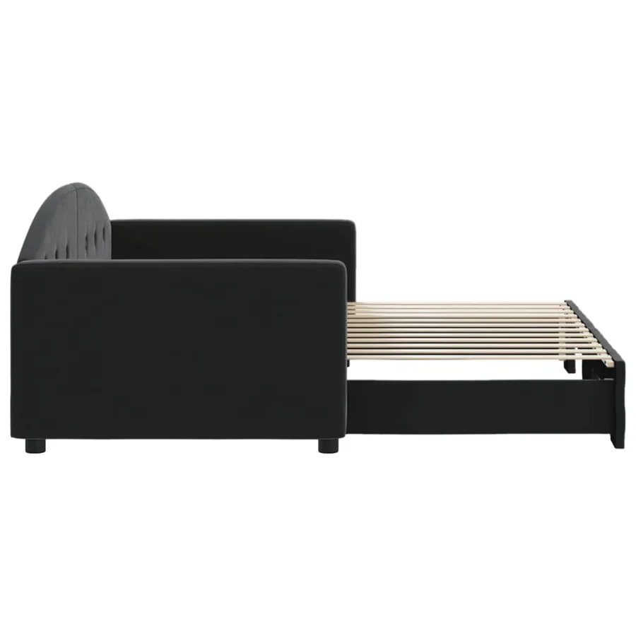 Lit de jour avec gigogne sans matelas noir 90x200 cm - 4