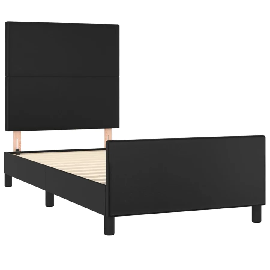 Cadre de lit sans matelas noir 90x190 cm similicuir - 4