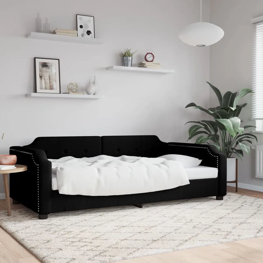 Lit de repos sans matelas noir 80x200 cm tissu