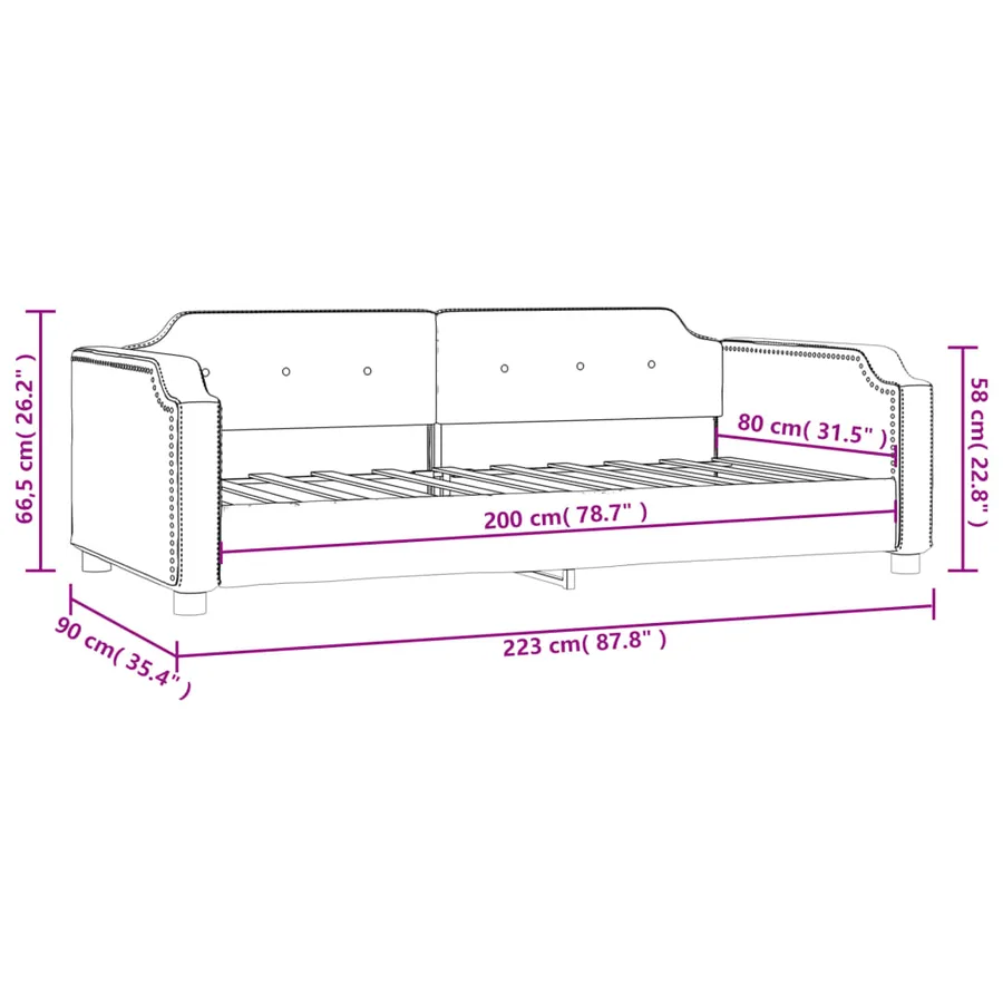 Lit de repos sans matelas noir 80x200 cm tissu - 8