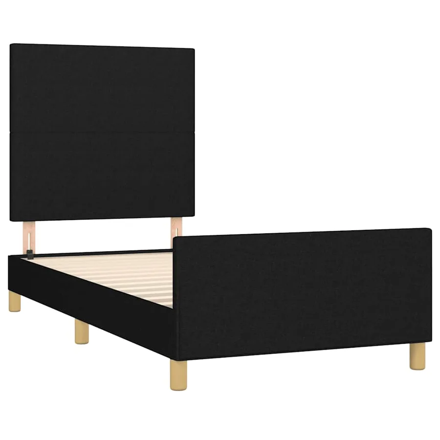 Cadre de lit sans matelas noir 90x200 cm tissu - 4